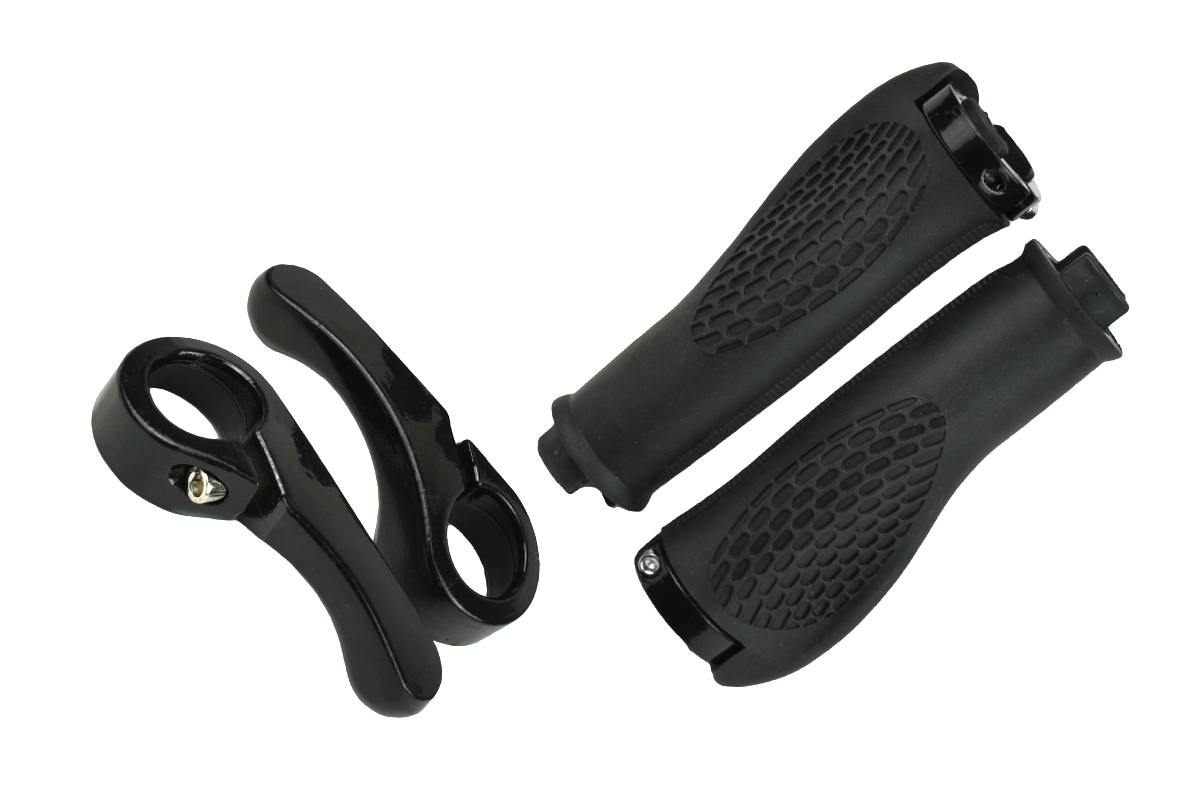 Грипсы MTB HL-GB311 130mm, эргономические, с рогами, пластик-резина, с грипстопом, черные